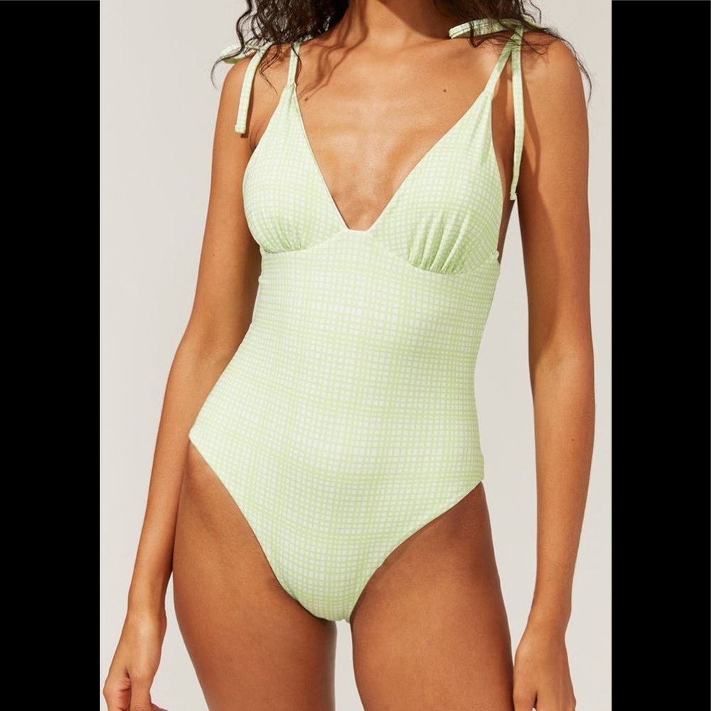 Solid & Striped Green Check Reversible Swimsuit - image 5